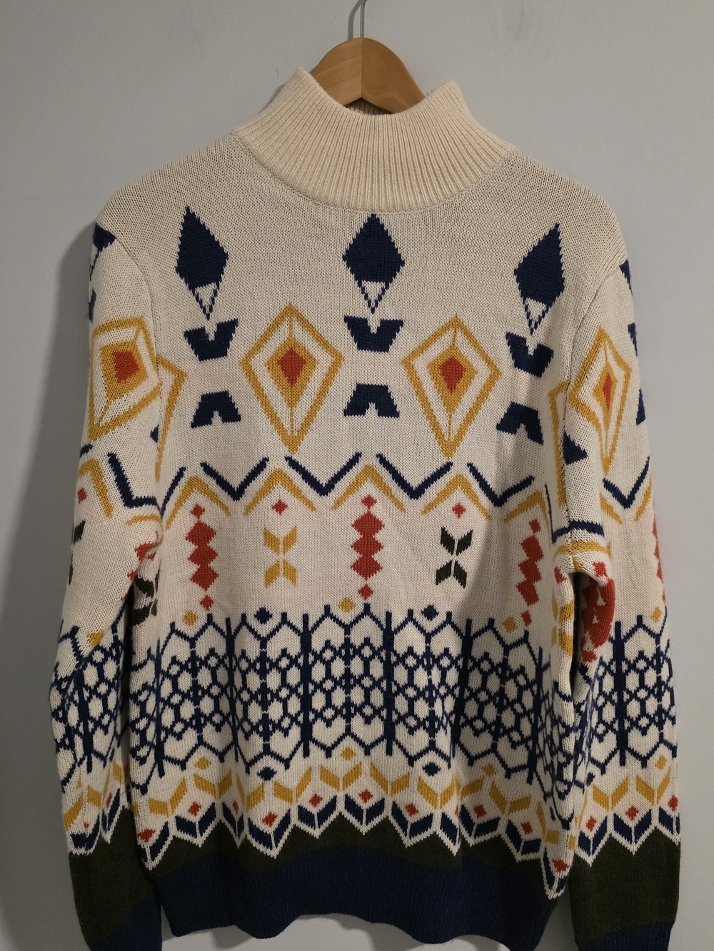 Paisley & Gray Men’s L Slim Fit Fair Isle Wool Blend Turtleneck Sweater